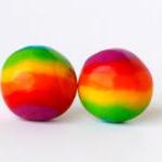Polymer Clay -Rainbow Earrings - post earrings stud earrings ball kawaii