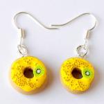 Polymer clay donuts earrings miniature food yellow sprinkles hoop
