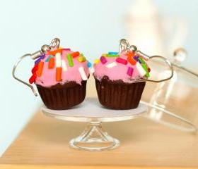 Kawaii earrings cupcake miniature Polymer clay sweet dessert