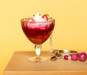 Strawberry sundae keychain