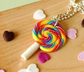 Lollipop necklace polymer clay sweets